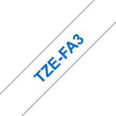 Brother TZeFA3 Fita Têxtil Genérica de Etiquetas - Texto azul sobre fundo branco - Largura 12mm x 3 metros