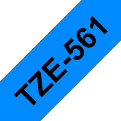 Fita de etiqueta laminada genérica Brother TZe561 - Texto preto sobre fundo azul - Largura 36 mm x 8 metros