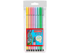 Stabilo Pen 68 Pack de 8 Rotuladores Acuarelables - Punta de Fibra - Trazo de 1mm aprox. - Tinta a Base de Agua - Capuchon Ventilado - Colores Pastel Surtidos