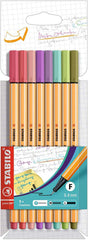 Stabilo Point 88 Pack de 8 Rotuladores de Punta Fina de Fibra - Trazo de 0.4 mm - Tinta con Base de Agua - Colores Surtidos