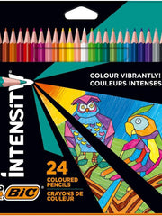 Bic Intensity Triangle Caja de 24 Lapices para Colorear Triangulares - Mina de 3.20mm - Fabricados sin Madera - Colores Surtidos