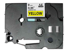Brother TZe621 Fita Laminada Genérica de Etiquetas - Texto preto sobre fundo amarelo - Largura 9mm x 8 metros