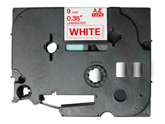 Brother TZe222 Fita Laminada Genérica de Etiquetas - Texto vermelho sobre fundo branco - Largura 9mm x 8 metros