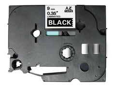 Brother TZe325 Fita Laminada Genérica de Etiquetas - Texto branco sobre fundo preto - Largura 9mm x 8 metros