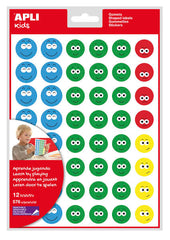 Apli Gomets Cara Feliz Ii - 576 Gomets por Bolsa - 4 Estilos de Cara Diferentes - Motivan y Premian a los Niños - Enseñan a Expresar Sentimientos - Adhesivo Base Agua - Libre de Disolventes