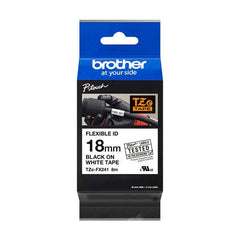 Fita de etiqueta laminada flexível original Brother TZeFX241 - Texto preto sobre fundo branco - Largura 18 mm x 8 metros