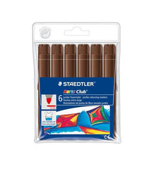 Staedtler Noris Watercolour 340 Pack de 6 Rotuladores de Gran Tamaño - Trazo 3mm Aprox - Lavable Facilmente - Tinta Base de Agua - Color Marron