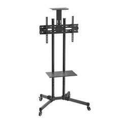 Aisens Soporte de Suelo Eco con Ruedas - Bandeja para DVD y Soporte de Camara (TV 37â€-70â€) - Color Negro