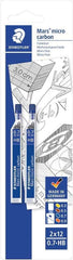 Staedtler Micro Carbon 250 Pack de 2 Tubos de 12 Minas - Mina HB de 0.7mm - Resistencia a la Rotura - 90% Procedente de Materiales Naturales