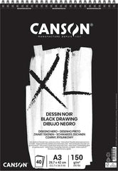Canson XL Black Bloc de 40 Hojas Negras 150g A3 - Grano Fino - Espiral Microperforado