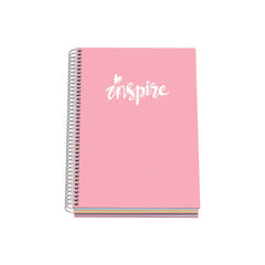 Dohe Serie Pastel Cuaderno con Espiral - Tamaño A5 de 100 Hojas 90gr - Hojas Microperforadas con 2 Taladros - Cuadricula 5mm - Color Rosa Pastel