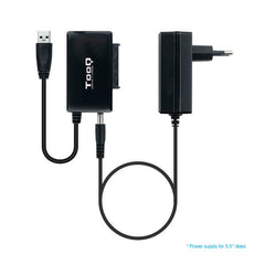 Tooq Adaptador USB 3.0 USB-A a SATA para Discos Duros de 2.5†y 3.5†con Alimentador - Color Negro