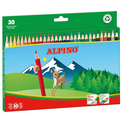 Alpino Embalagem de 30 lápis de cor criativos - Chumbo de 3 mm - Resistente à quebra - Hexagonal - Tabuleiro amovível - Sortido de cores vivas e brilhantes