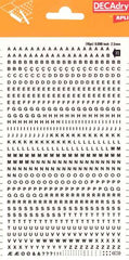 Apli Letras Transferibles Mayusculas Negras 2.5mm 730 Caracteres