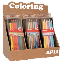 Apli Jumbo Set de Lapices - 5mm de Grosor - 12 Cajas Surtidas con 6 Lapices Cada Una - Fluo, Metal y Pastel