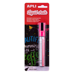 Apli Rotulador de Tiza Liquida - Punta Redonda de 5.5mm - Facil de Borrar con Paño Humedo - Secado Rapido y Uso Sencillo - Base Agua Libre de Toxicos - Color Rosa
