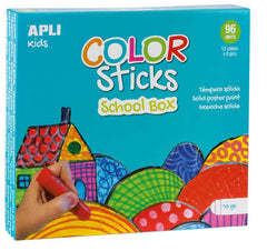 Apli Color Sticks Pack con 96 Temperas Solidas de 10g - Acabado Satinado sin Necesidad de Barniz - Secado Rapido en Menos de 3 Minutos - Efecto Cera o Tempera Segun la Presion Ejercida