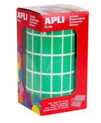 Apli Gomets Rectangulares Verdes - 20x10mm - 59 Hojas Pretroqueladas - 3540 Gomets por Rollo - Ideal para Actividades Infantiles - Cumple Normas EN-71 y FSC