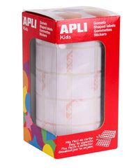 Apli Rollo con 1.770 Gomets Cuadrados 20x20mm - 59 Hojas Pretroqueladas - Ideal para Actividades Infantiles - Normas EN-71 y FSC - Color Blanco