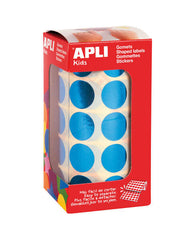 Apli Gomets Redondos Azul Metalizado Ø 20mm - 59 Hojas Pretroqueladas - 1770 Gomets por Rollo - Ideal para Escuelas y Talleres Infantiles - Cumple Normas EN-71 y FSC