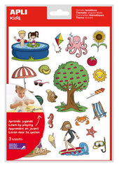 Apli Gomets Tematicos el Verano - 72 Gomets en 3 Hojas - Ilustraciones Educativas de Objetos y Animales Veraniegos - Adhesivo Removible - Adhesivo Base Agua - Libre de Disolventes - Coloridos