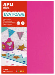 Apli Goma Eva Fluorescente - Medida A4 - 4 Hojas - Fucsia, Verde, Amarillo y Naranja