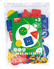 Apli Juego de 48 Botones Ensartables - Formas y Tamaños Variados - Desarrolla Psicomotricidad y Creatividad - Colores Surtidos