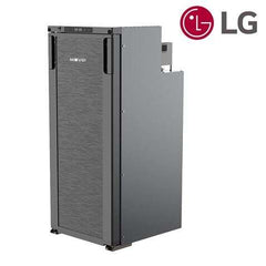 Muvip Nevera Fija con Compresor LG 90L 80W - Conexion 12/24V - Proteccion Bateria del Vehiculo - Luz LED - Control de Temperatura - Doble Zona de Frio - Color Gris