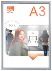 Nobo Porta Posters con Marco de Clip de Aluminio A3 - Elegante Marco Anodizado - Mecanismo de Clip de Ajuste a Presion - Superficie de Exposicion A3 - Blanco