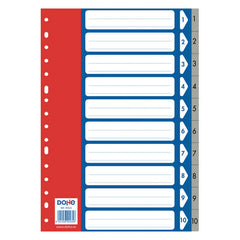 Dohe Pack de 10 Separadores Formato Folio - Multitaladro de 16 Perforaciones - Fabricado en Propileno 120 Micras - Color Gris