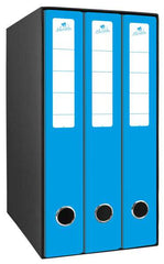 Mariola Box Modulo de 3 Archivadores con Rado 2 Anillas 40mm - Tamaño 35x26x17cm - Carton Forrado - Color Azul