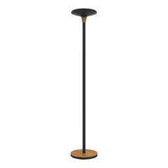 Unilux Baly Bamboo Lampara de Pie LED - Atenuador Tactil de 3 Intensidades - Luz Calida - Fabricada en Bambu y Acero - Base Resistente - Color Negro