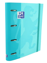 Oxford Europeanbinder Touch A4+ Carpeta de Anillas con Recambio Cuadricula 5x5 - Tapa Extradura - Cierre con Goma Elastica - Color Azul Pastel
