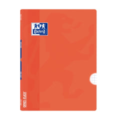 Oxford School Classic Openflex Libreta Grapada A4 48 Hojas Cuadricula 4x4 con Margen - Tapa de Plastico Translucido - Ideal para Estudiantes - Color Naranja