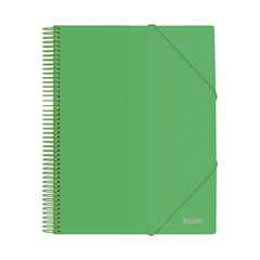 Dohe Carpeta con 40 Fundas Tamaño A4 - Tapa de Polipropileno Opaco de 800 Micras - Fundas Transparentes de 80 Micras - Espiral de Plastico de Color - Gomas Elasticas a Juego
