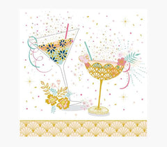 Pictura Tarjeta Arabesque - 16x16cm - Tematica Copas de Coctel - Tarjeta Triptica - Incluye Sobre Blanco - Papel con Certificacion FSC