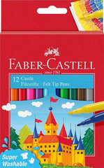 Faber-Castell Castle Pack de 12 Rotuladores - Tinta con Base de Agua Lavable - Colores Surtidos