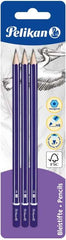 Pelikan Blister de 3 Lapices de Madera HB - Punta de Grafito - Cuerpo Barnizado - Seccion Hexagonal - Mina Resistente