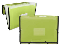 Ingraf Folder Frame Gusset 13 Departamentos Tamanho A4 - Polipropileno Translúcido - Elásticos e Abas - Cor Verde