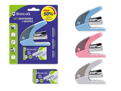 Bismark Grapadora sin Esfuerzo - Sistema Revolucionario - 50% Menos Esfuerzo - Incluye Grapas - Colores Surtidos