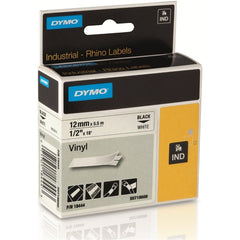 Fita de vinil original Dymo 18444 Rhino Industrial para Label Maker - Texto preto sobre fundo branco - Largura 12 mm x 5
