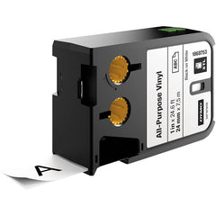 Fita de vinil original Dymo XTL para etiquetas - Texto preto sobre fundo branco - 24 mm x 7,5 m - 1868753