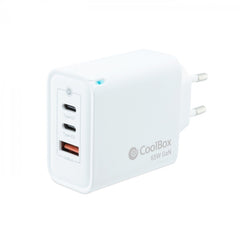 Coolbox Cargador de Pared 65W QC3.0 + PD - USB-A + 2xUSB-C - Carga Rapida - TecnologÃa GaN - Color Blanco