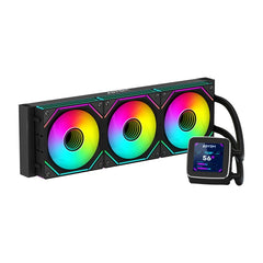 Abysm Oceanic LCD 360 ARGB Kit de Refrigeracion Liquida - 3 Ventiladores de 120mm - Iluminacion ARGB - Pantalla LCD 2.8" - Bomba 2500rpm - Tubos de 380mm - Color Negro