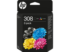 Tinteiros originais HP 308 pretos e a cores, pacote de 2 - 6L6S6UE