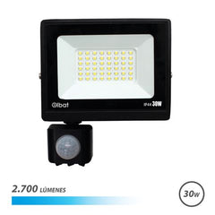 Elbat Serie Slim Foco LED 30W con Sensor de Movimiento - 2700 Lumenes - 6500K Luz Fria - IP44