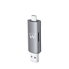 Ewent EW1075 Lector de Tarjetas Compacto USB 3.2 Gen1 (USB 3.0) con Conector USB C y USB A