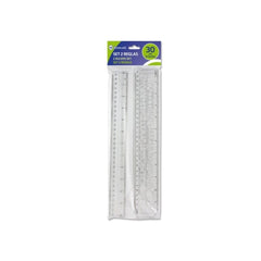 Bismark Pack de 2 Reglas Milimetradas 30cm - Con Plantilla de Caracteres Rotulables - Ideal para Colegio - Fabricada en Plastico - Transparente