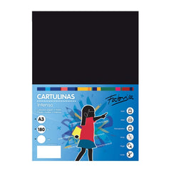 Fabrisa Pack de 25 Cartulinas 180 g/m² - Tamaño A3 - Color Negro