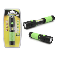 Cegasa Lampe de poche LED professionnelle extensible avec éclairage avant 350 lm et éclairage latéral 120 lm – Étanchéité IP44 – Alimentée par 4 piles AAA (non incluses)